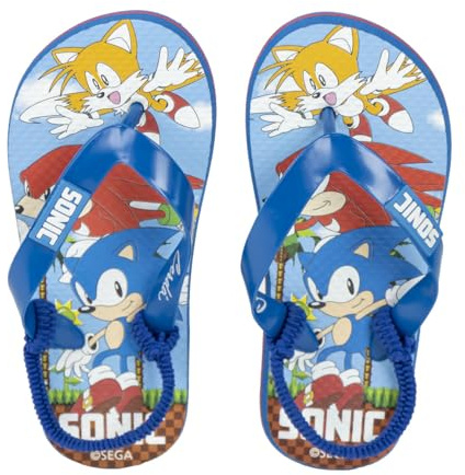 Sonic Flip Flops für Kinder - Mehrfarbig - Größe 32/33 - Hergestellt aus 100% EVA - Finger Flip Flops - Sonic, Tails und Knuckles Print - Original Produkt entworfen in Spanien