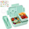 Bugucat Brotdose Kinder mit Fächern 1300ML 3PCS, Lunchbox Kinder Auslaufsicher mit 4 Fächern, Bento Box Lunch Box mit Fächern für Kinder Erwachsene, Frühstücksbox Vesperdose für Jungen&Mädchen Grün