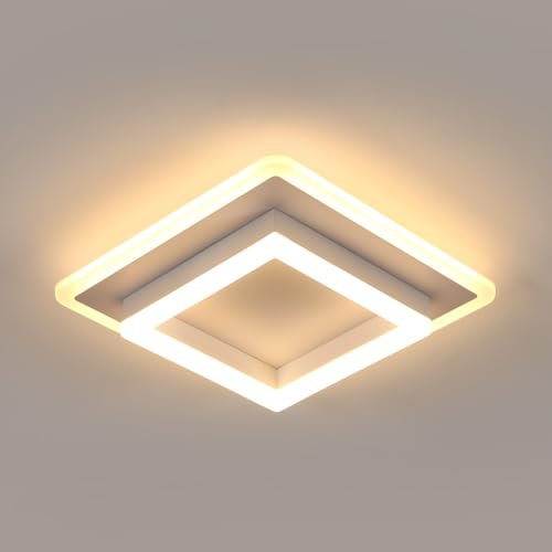 SENQIU LED Deckenleuchte, 30W Modernes Design LED Deckenlampe Quadratisch, Deckenbeleuchtung Led Acryl für Schlafzimmer, Küche, Flur, Wohnzimmer, Bad, Warmweiss 3000K, 30CM