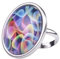 Adi-Modeschmuck großer verstellbarer Ring 'Samara', attraktive farbige Ornamente unter einem 25mm Glas Cabochon, größenverstellbarer Ring aus Edelstahl, handgefertigt in Berlin (Buntes Motiv 4)