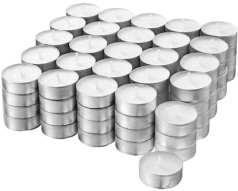 ZR Solutions 9 Hour Tea Lights Candles, 100 Pack, Long Burning Tealights Candle, Unscented White Tea Lights - Ideal Night Light Candles for Restaurants, Weddings, Parties, Dates, Decoration & More!