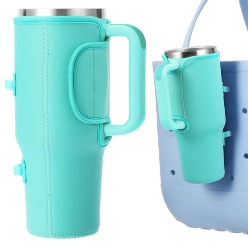 FillTouch Cup Holder Compatible with Stanley 40 Oz, Compatible with Bogg Bag Accessories Baby-m/Original-Large, Insert Drink Holder for Beach Tote Bag(Pure Style,Tropical Teal)