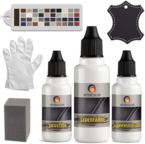Generisch Leder Auffrisch Set für Mercedes Leder Nappa Professionelles Flüssigleder + Lederfarbe Color Passend Beseitigt Schrammen und Abnutzung an Leder und Kunstleder (Classic Schwarz)