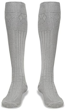 BELGLY Herrstrumpor Traditionella skotska höglandskläder Ull Kiltslang Casual Bröllop Sport Benvärmare, Ljusgrå silver, L