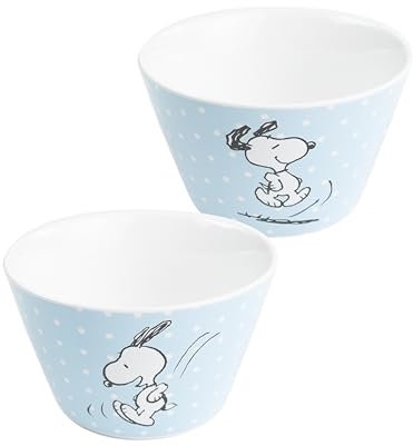 United Labels The Peanuts Müslischale Snoopy 500 ml, Blau mit Punkten, Schüssel aus Porzellan, Müslischüssel, Schale