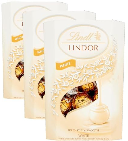 Lindt Lindor White Chocolate Truffles Box - Approx 16 balls, 200g - Chocolate Truffles with a Smooth Melting Filling - Gift Present - Birthday, Celebrations, Congratulations, Thank you (Pack of 3)