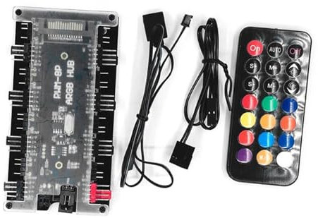 Azxcvbnm ARGB Fan Controller With 8PWM And 8 ARGB Ports Power And Mounts For PC Case