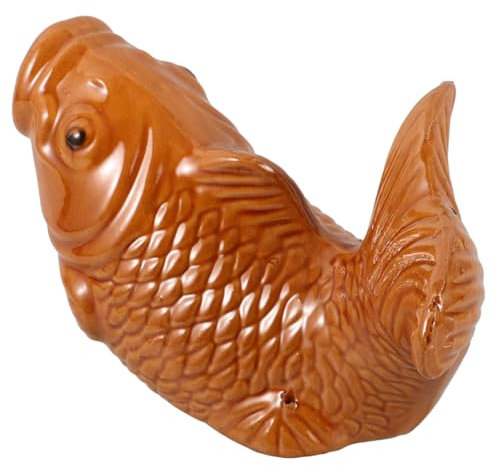 Zerodeko Dekorativer Fisch Wasserspeier aus Keramik für Gartenbrunnen und Teich Leiser Wasserlauf Einfache Montage Außendeko für Hof und Terrasse