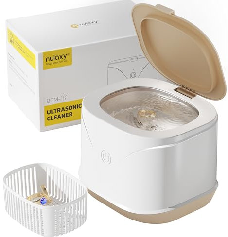 Nulaxy Limpiador ultrasónico de joyas, máquina de limpieza de retenedores ultrasónica portátil profesional 46 KHz para retenedores dentales, protector bucal, reloj, anillo, diamante