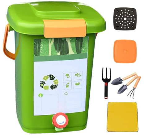 LFLIFENG Compostera 8L/10L/15L/20L Compostador Recoger Líquido De Abono Compostera,Style4(20L)-1Set