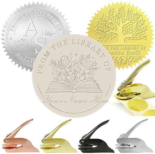 Personalisierte Buchpräger Personalisierte Bibliothek Präger mit Ihrem Namen aus der Bibliothek von Ex Libris Stempel Personalisierter selbstfärbender Blumen Buch Stempel Geschenk für Buchliebhaber