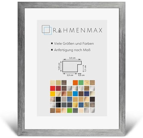 PuzzelMax Puzzlerahmen Bilderrahmen Posterrahmen 48x68 cm Grau Gewischt 68x48 cm mit klarem Kunstglas