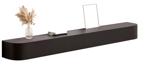 Weißer TV-Ständer Zur Wandmontage, Schwebender TV-Schrank Mit Stauraum, TV-Bank Aus Holz Mit Schublade, Kabelführungsloch, Hohle Rückseite, Moderne Unterhaltungsmedienkonsole(Schwarz,140x24x20cm)