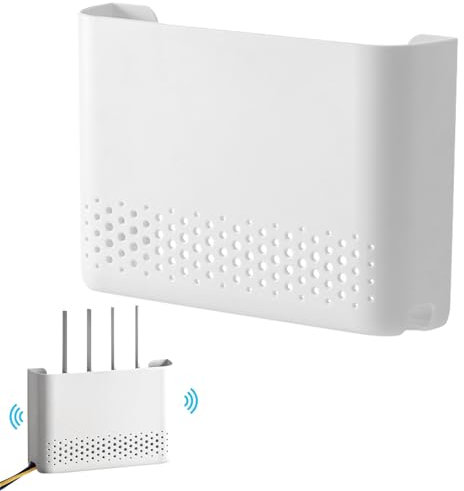 RANJIMA Router Box, Router Verstecken, Router Schrank WLAN-Router Aufbewahrungsbox Wandhalterung WiFi-Rack Wohnzimmer TV Kabel Verstecken Box für Zuhause Schlafzimmer Wohnzimmer Büro, 25.6*17*5.4cm
