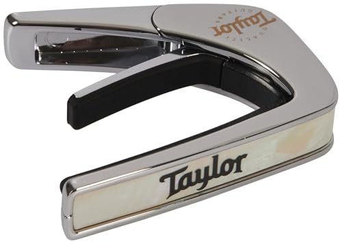 Taylor by THALIA Kapodaster mit Chrom-Finish, weißes Perlmutt mit schwarzem Taylor Logo