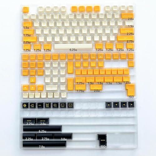 QPSJXN KBDiy SA Profile Keycap Set PBT Double Shot ISO Enter 7U Spacebar Compatible With Custom Mechanical Keyboard Kits(Banana)