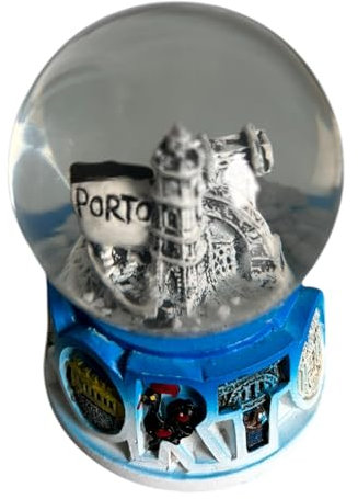 Portugal glitzernde Wasser-Schneekugel Figur in berühmten Monumenten & Sockel-Designs – portugiesischer Schneeball – schönes Souvenir Geschenk aus Portugal (Porto City)