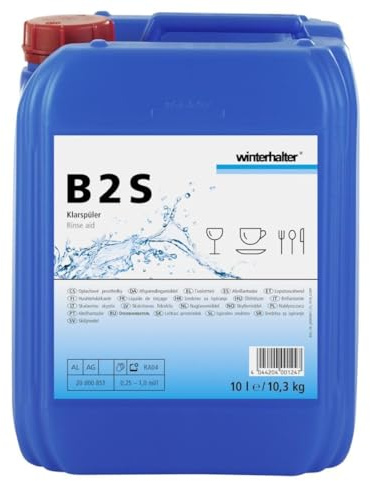 Winterhalter B2S Acidic Rinse Aid, 10 Ltr | Ensures streak-free, rapid drying in demanding professional kitchens; large volume supply minimizes frequent refills.