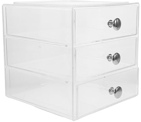 HOOTNEE 3-lagiger Transparenter Schubladen Aufbewahrungsbox Organizer Aus Robustem Acryl Für Kosmetik Make up Desktop Zuhause Büro Mit Silbernen Griffen