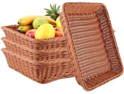 DAJAVE Mini Cestino in Vimini per Alimenti, Caramelle, Gelatine e Frutta Cesto Piccolo, Cestino Vimini, Contenitore per Alimenti, Cestino Vimini Piccolo Ideale (marrone, 40x30x8CM)