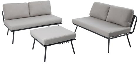 Riess Ambiente Outdoor Lounge Sitzgruppe Mobile MODULAR - anthrazit hellgrau - mit Tisch wetterfest Polyrattan Gartenmöbel Set
