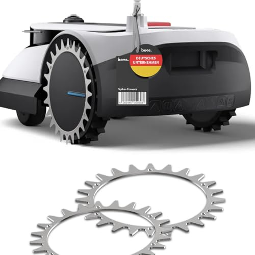beos Mähroboter Spikes für Ecovacs Goat G1 | Goat O | Goat A | Traktionsverbesserung für Mähroboter – 2x Spikes + 12x Schrauben – 230 mm Ø