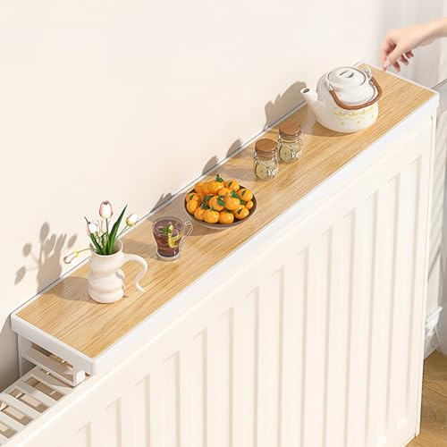 Aeovot Über-Dem-Heizkörper-Regal Holz Schwebende Heizungsregal Heizung Ablage Ohne Bohren, Moderne Heizkörperverkleidung Heizkörperabdeckung Oben für Wohnzimmer Schlafzimmer Flur(Weiß,50 cm/19.7 in)