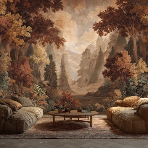 Generisch Papier Peint Panoramique Automne Nature Chambre Salon Cuisine Intissé, Papier Peint Motif Forêt Arbre Montagne, Deco Murale Automne Nature, 315 x 215 cm