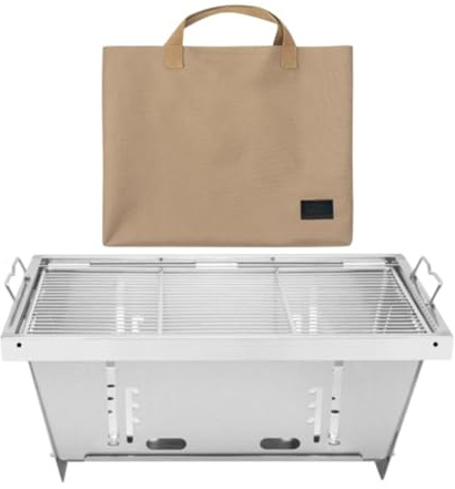 SageFurned Barbecue de table en acier inoxydable pour camping, barbecue pliable et portable avec ventilation 6 côtés, compatible avec les tables IGT 38 x 28 x 4 cm