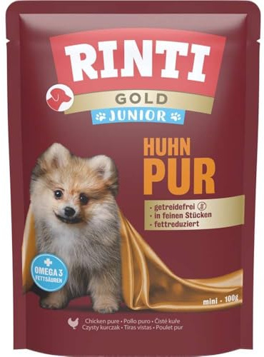 Rinti - Gold Junior | Huhn pur | nur 1 Proteinquelle mit extra viel Huhn | fettreduziert und leicht verträglich | 10x100g