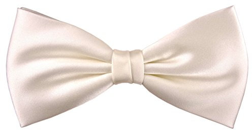 TigerTie Herren Satin Seidenfliege in creme weiss einfarbig Uni – Fliege aus 100% Seide, ideal für Hochzeit, Party, Business, Abendgarderobe und festliche Anlässe