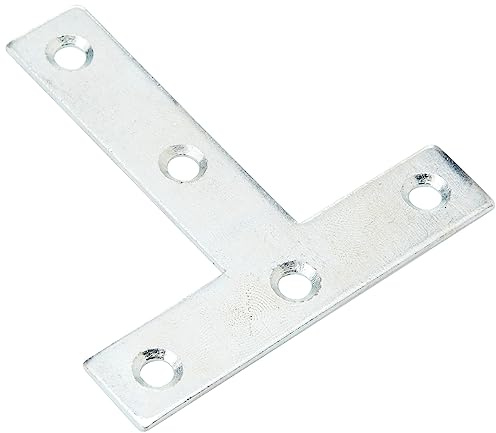 Merriway® BH01194 (10 Pcs) Tee Shaped Repair Plates Brackets Braces Zinc Plated, 75 mm (3 Inch) - Pack of 10 Pieces