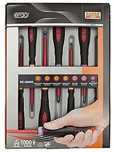 Bahco BE-9889S - Juego De Destornillador Es Ergo® Aislados 7 Pzs Con Tester Pz