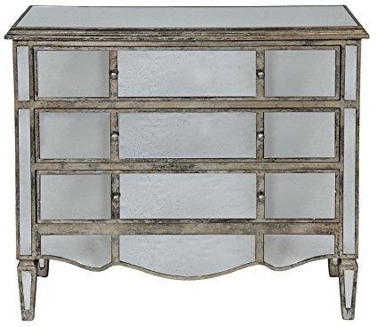 Côté Table 22264 Commode avec 3 Tiroirs + Miroir Bois/Verre Patiné Mordoré 101 x 87 x 39 cm