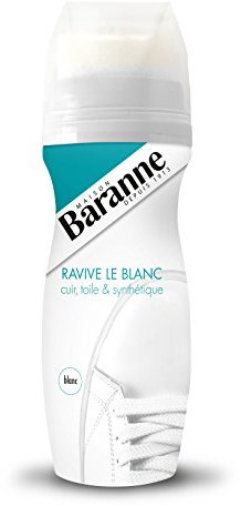 Baranne Applicateur Blanc - Blanchisseur Chaussure Cuir, Toile et Synthétique - Applicateur Mousse - Rendu Uniforme - Teinture pour Chaussure - Nourrit, Protège et fait Briller - Flacon 75ml