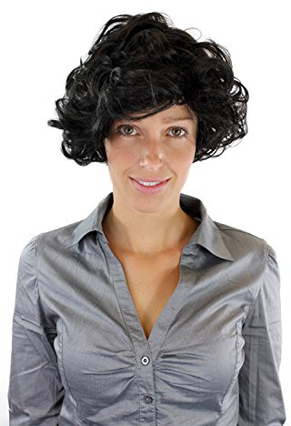 Hochwertige Damenperücke, schwarze Locken, kurz und kess GFW963-1B Wig Perücke 30cm