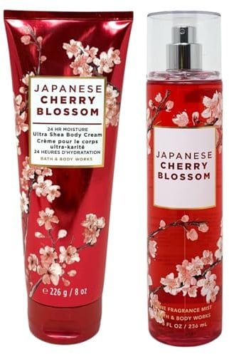 Bath & Body Works Fine Fragrance Mist & Ultra Shea Body Cream Japanese Cherry Blossom 2 Piece Set Full Size 8oz.