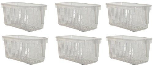 6 x Large Clear Storage Caddy Baskets With Handle Easy Cupboard Storage Solution by Whitefurze