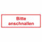 Indigos UG Aufkleber Bitte anschnallen - 8,00 cm x 3,00 cm - selbstklebender Sicherheits Aufkleber für Tür oder Wand - Warnschild für Gebäude, Hotel, Büro, Firma, Haus, Praxis