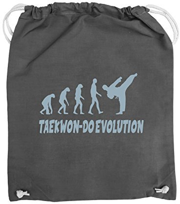 Comedy Bags - Taekwon-DO Evolution - Turnbeutel - 37x46cm - Farbe: Dunkelgrau/Eisblau