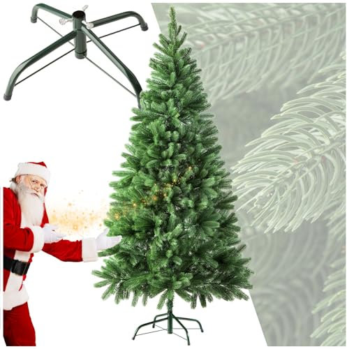 tectake Christbaum realistischer und naturgetreuer Weihnachtsbaum künstlich, Tannenbaum, Deko, Christmas Tree - Kunstbaum mit Ständer - 180 cm, 742 Spitzen und Spritzguss-Nadeln grün