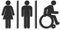 SIGNS - Geprägt Toilette Design türschild WCH wc schilder selbstklebend - Moderne damen wc aufkleber bad schild für türen - Mann Frau und Rollstuhlfahrer Behindert Toilettenschild Restroom (Schwarz)