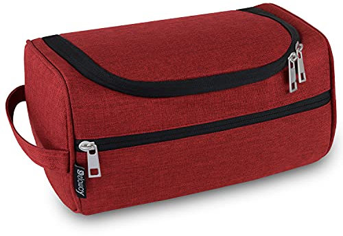 DELAWAY Kulturbeutel Herren & Damen [Design 2025] Kulturtasche zum Aufhängen Männer & Frauen - Waschtasche für Koffer und Handgepäck - Kosmetiktasche mit Kofferhalterung (Rot)