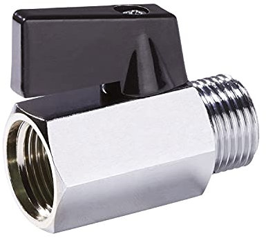 Mini-Kugelhahn flachdichtend, mit Flügelgriff, Absperrventil Messing, IG/AG, 1/2 Zoll