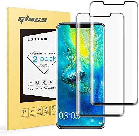 Lanhiem Huawei Mate 20 Pro Schutzfolie, [Vollständige Abdeckung] Blasenfrei Anti-Kratzer 9H Härte Displayschutzfolie - Schwarz, [2 Stück]