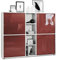 Vladon Highboard Cuba V3, Made in Germany, Weiß matt/Bordeaux Hochglanz - Moderne Anrichte mit 12 Fächern (130,5 x 105,5 x 35,5 cm)