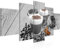 Runa Art Bild Esszimmer Küchenbilder Küche Kaffee 5 Teilig Kaffeetasse Grau Braun Wandbilder auf Vlies Leinwand 014553a