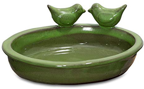 Antikas - Vogeltränke, Vogelbad - Oval - Grün, Wasserschale als Vogelbecken