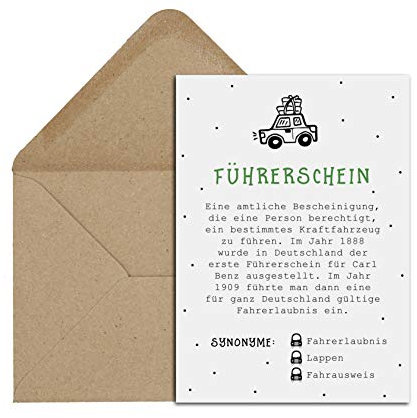 Nastami Postkarte Führerschein Definition inkl. Briefumschlag Geschenk (Führerschein)