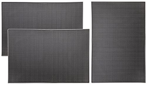 Tebery Lot de 3 Tapis de Bar en Caoutchouc épais, Durable et élégant Tapis de Service de Bar antidérapant Non Toxique Gris 45,7 x 30,5 cm